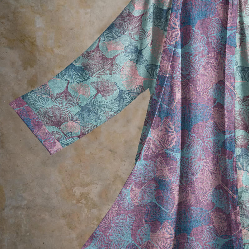 Dreamy Ginkgo Leaf Cotton Kimono Robe - image 2