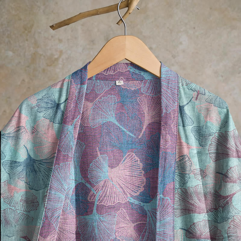 Dreamy Ginkgo Leaf Cotton Kimono Robe - image 3