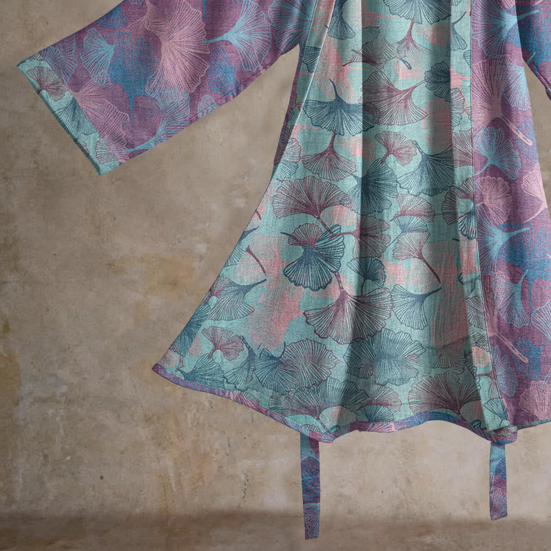 Dreamy Ginkgo Leaf Cotton Kimono Robe - image 9