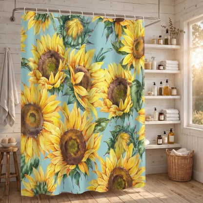 Nordic Sunflower Waterproof Shower Curtain - image 1