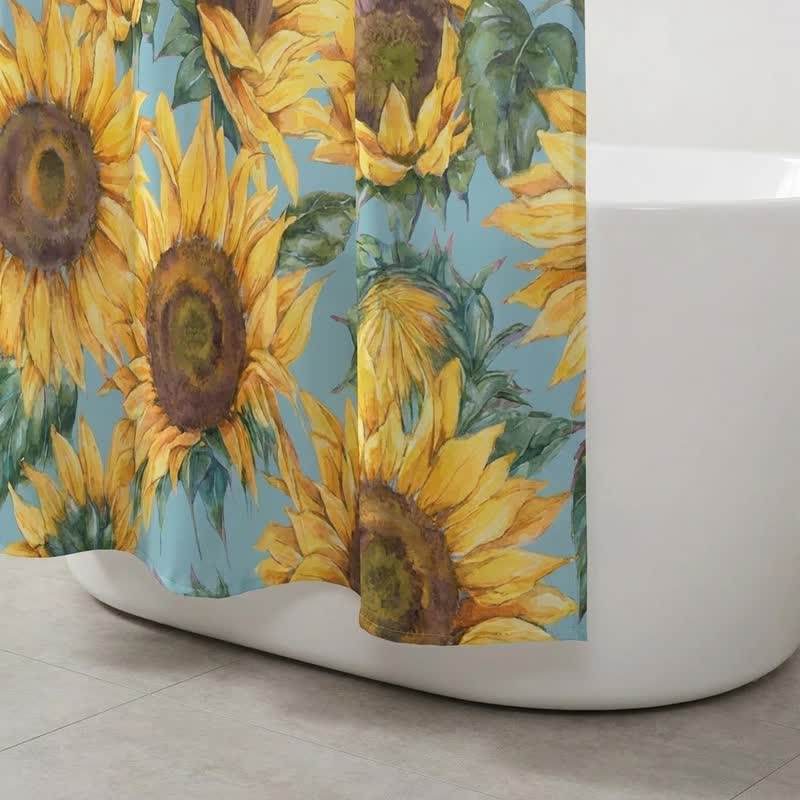 Nordic Sunflower Waterproof Shower Curtain - image 3
