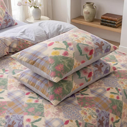 Garden Patchwork Floral Cotton Bedding Set - Multicolor - 20" x 37" - 2PCS Pillowcases - image 4