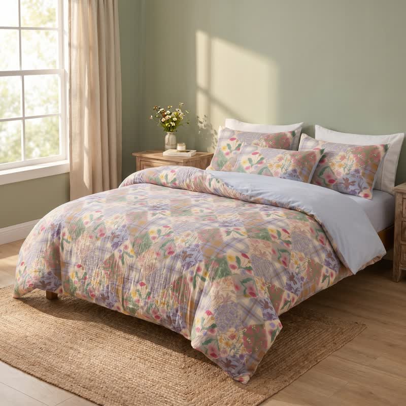 Garden Patchwork Floral Cotton Bedding Set - image 1
