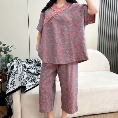 Plus Size Floral Cropped Capris Pants Loungewear - image 20