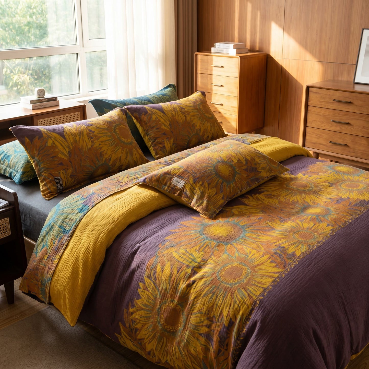 Vintage Sunflower Cotton Gauze Bedding Set - image 10