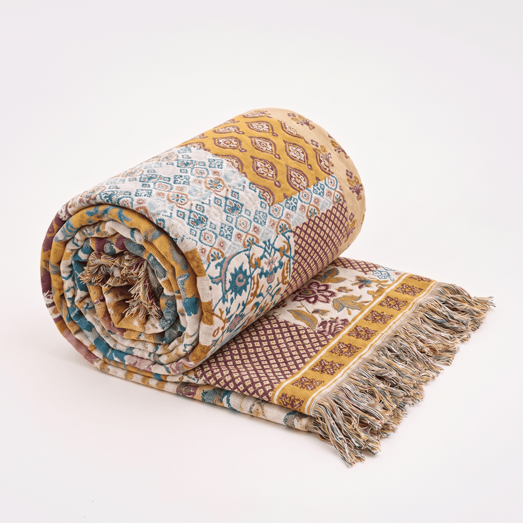 Reversible Boho Patchwork Muslin Blanket Quilt - image 0