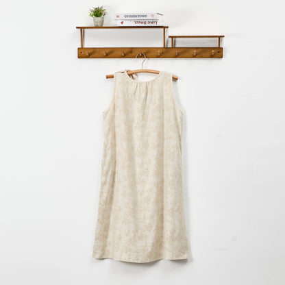 Beige Retro Flower Cotton Nightdress - image 1