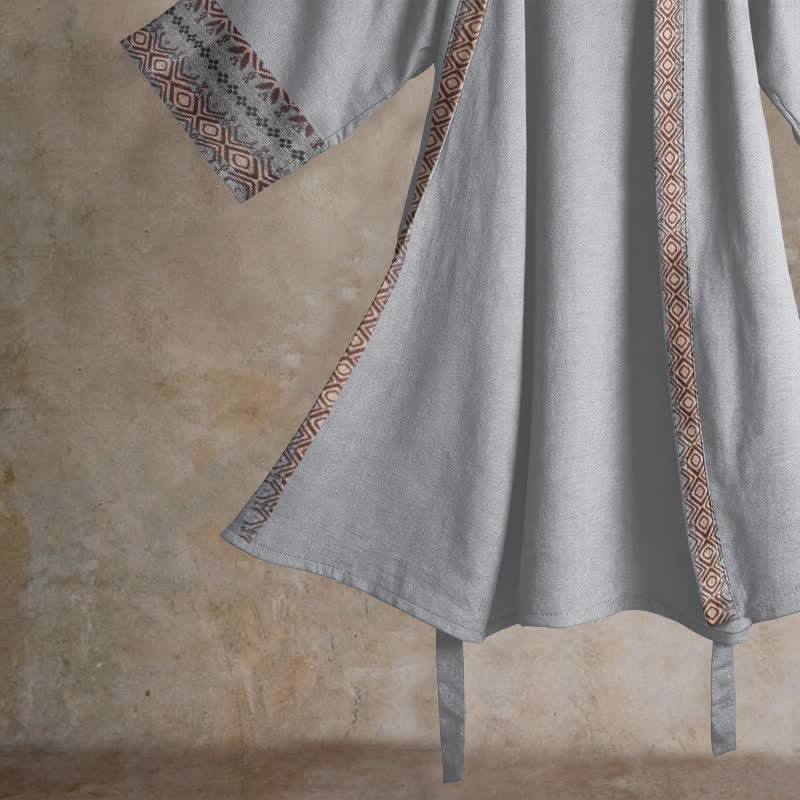 Retro Geometric Border Cotton Lounge Robe - image 9