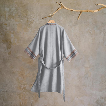 Retro Geometric Border Cotton Lounge Robe - image 6