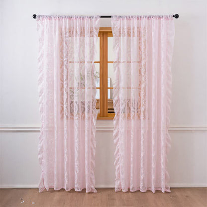 Ruffled Border Light Filtering Window Drape - Pink - 51"W x 108"L - image 18