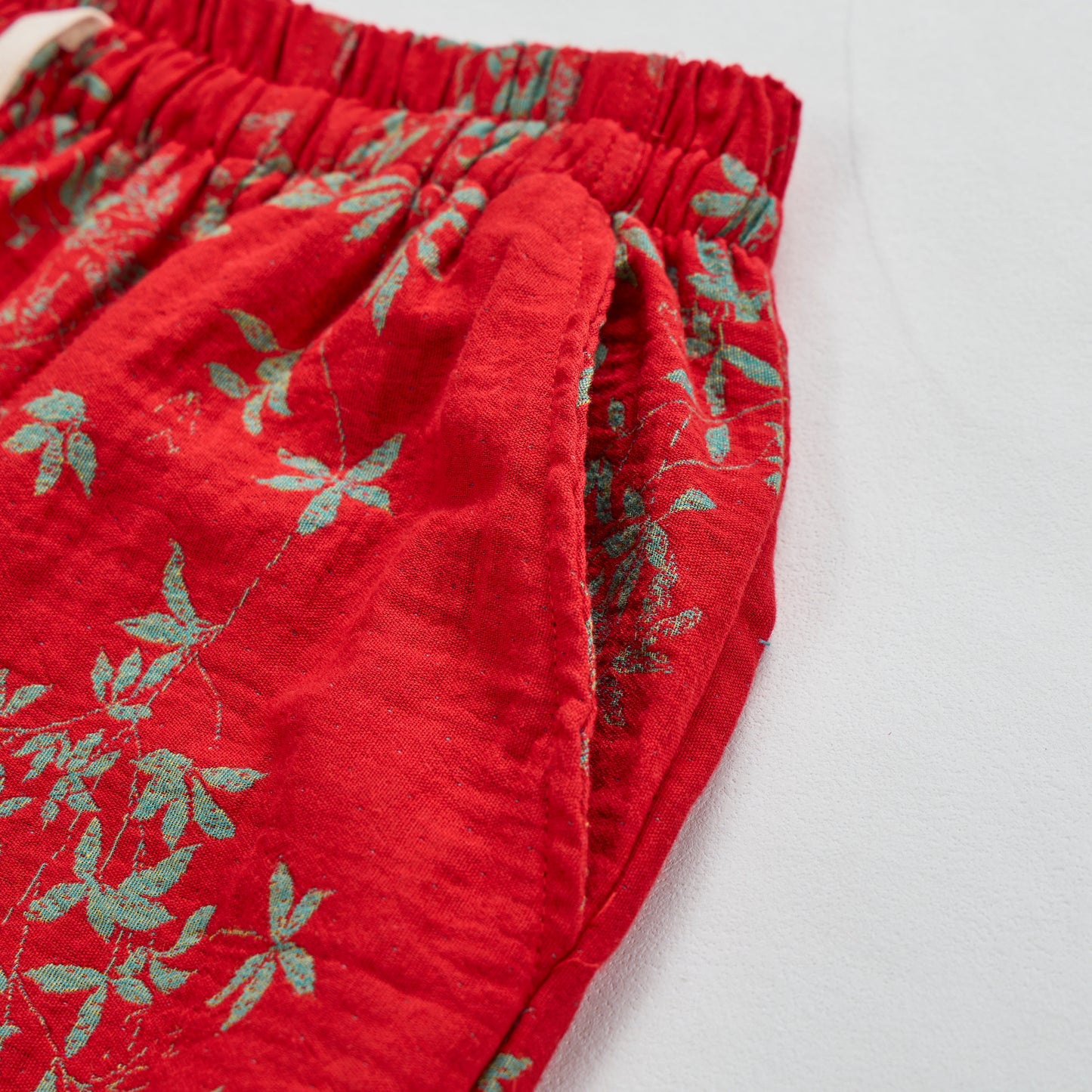 Red Floral Cotton Loungewear Pants - image 3