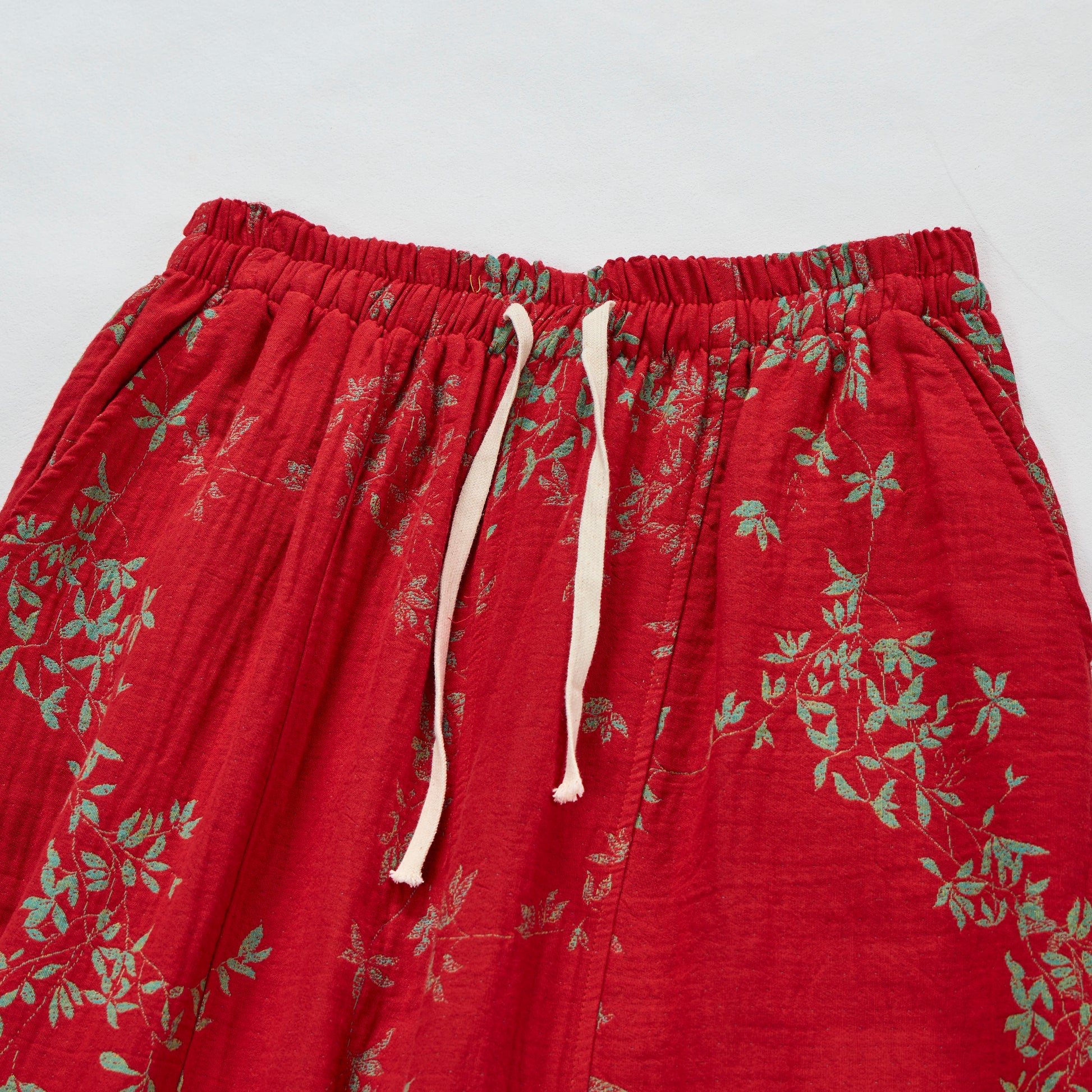 Red Floral Cotton Loungewear Pants - image 2