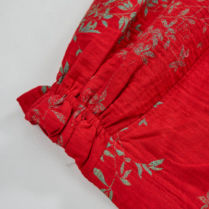 Red Floral Cotton Loungewear Pants - image 5