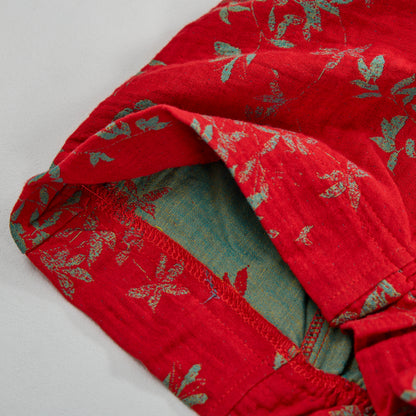 Red Floral Cotton Loungewear Pants - image 6