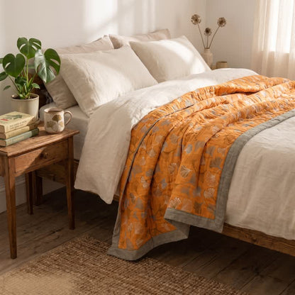 Golden Ginkgo Reversible Cotton Blanket - image 4