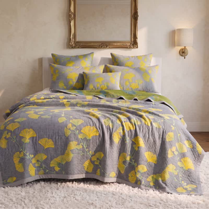 Retro Garden Flower Cotton Reversible Quilt - image 12