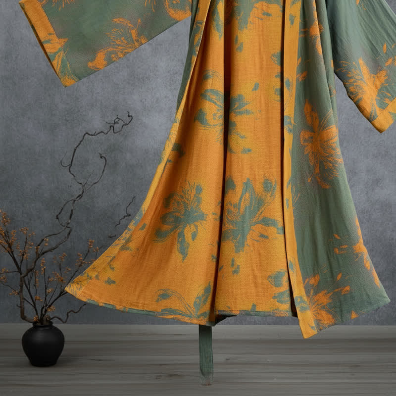 Reversible Vintage Floral Cotton Kimono Robe - image 3