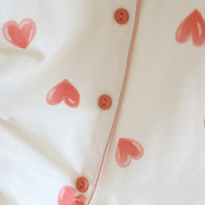 Heart Print Cotton Gauze Loungewear Set（3pcs） - image 5