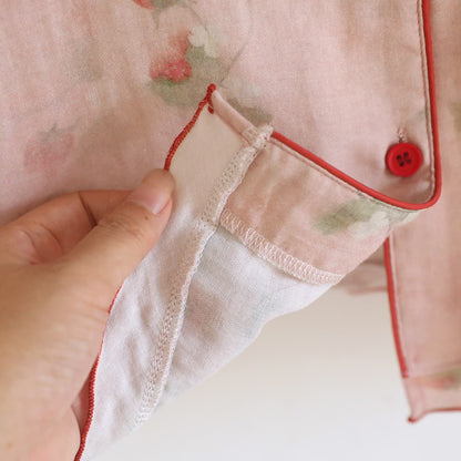 Sweet Berry Print Gauze Loungewear Set（3pcs） - image 4