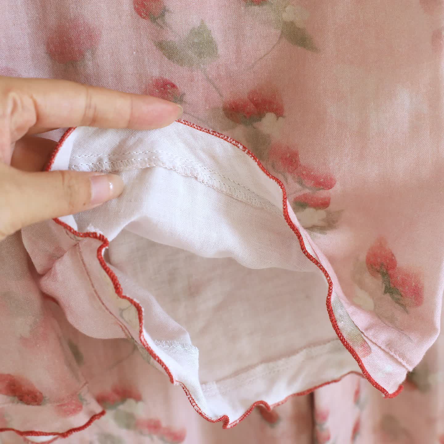 Sweet Berry Print Gauze Loungewear Set（3pcs） - image 6