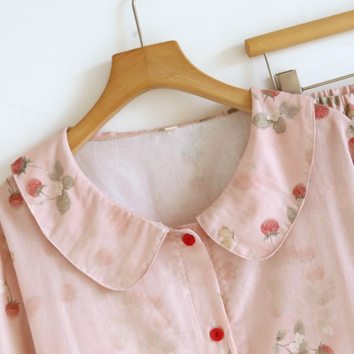 Sweet Berry Print Gauze Loungewear Set（3pcs） - image 1
