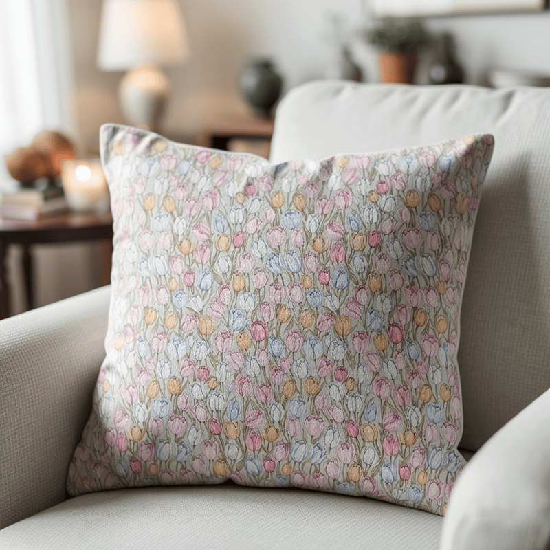 Vintage Tulip Floral Throw Pillow Cover - Green - 18" x 18" - With Insert - image 5