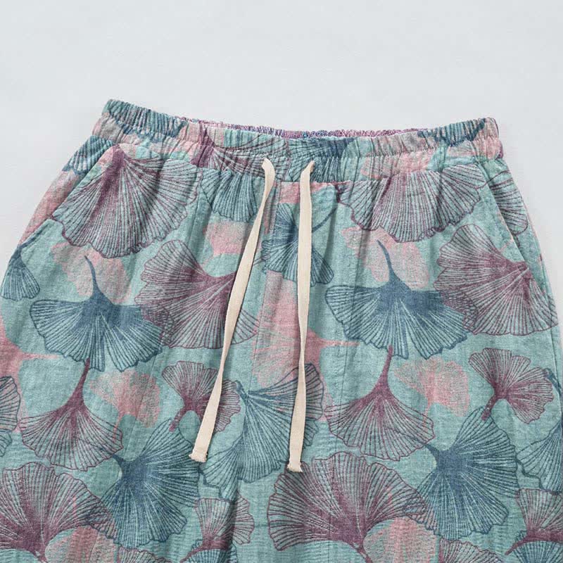 Vintage Ginkgo Leaf Cotton Lounge Pants - image 2