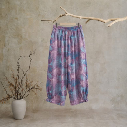 Vintage Ginkgo Leaf Cotton Lounge Pants - image 6