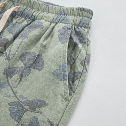 Retro Botanical Ginkgo Leaf Cotton Lounge Pants - image 9