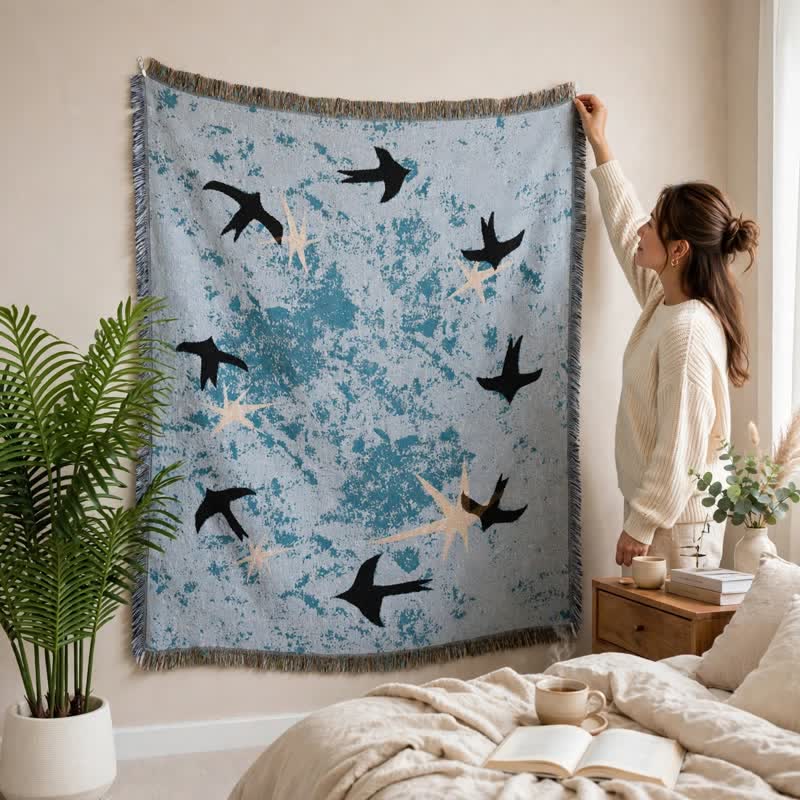 Artistic Sky Swallow Star Throw Blanket - image 1