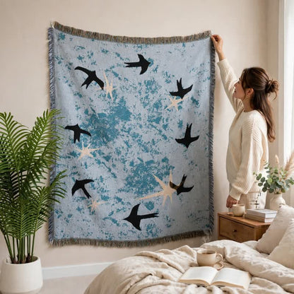 Artistic Sky Swallow Star Throw Blanket - image 1