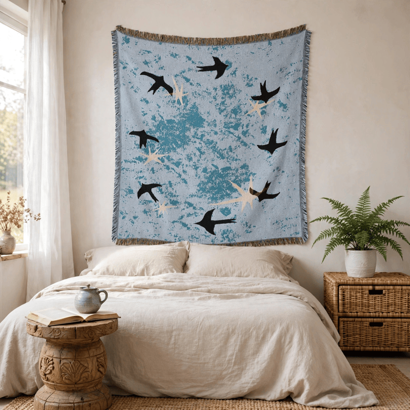Artistic Sky Swallow Star Throw Blanket - image 2