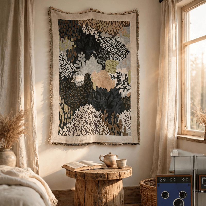 Abstract Forest Foliage Throw Blanket - image 1