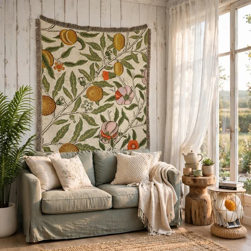 Vintage Pomegranate Floral Botanical Throw Blanket - image 2