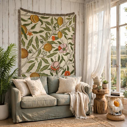 Vintage Pomegranate Floral Botanical Throw Blanket - image 2