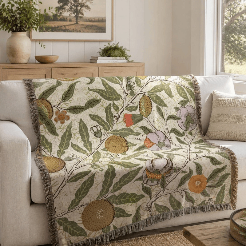 Vintage Pomegranate Floral Botanical Throw Blanket - image 3