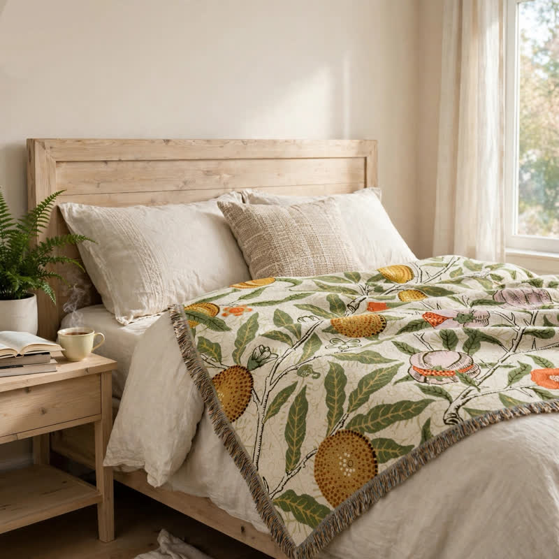 Vintage Pomegranate Floral Botanical Throw Blanket - image 4