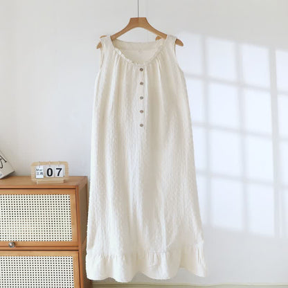 Beige Cotton Textured Sleeveless Lounge Dress - Beige - XL - image 0