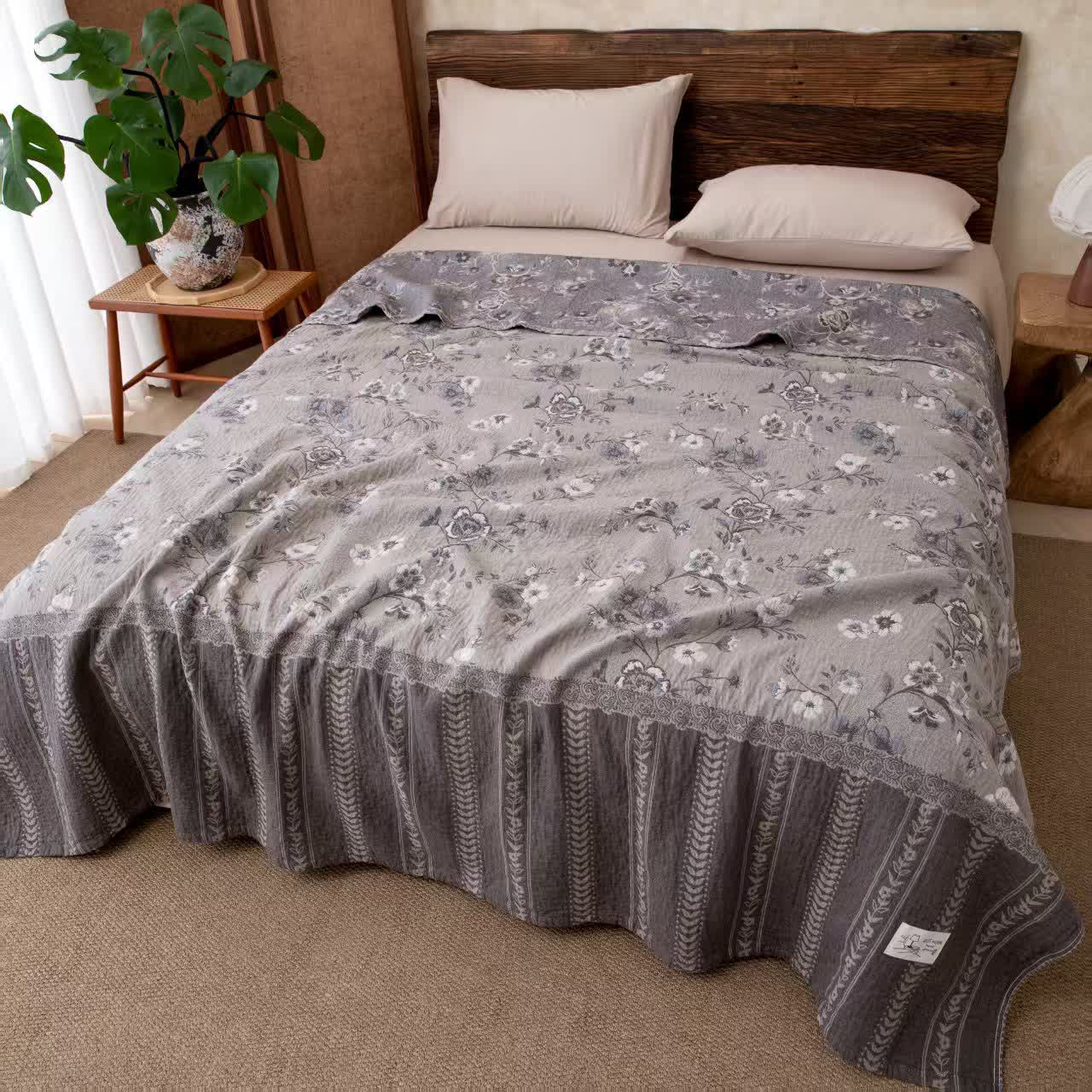 Cottage Bloom Lightweight Cotton Bed Quilt - Gray - King - image 1