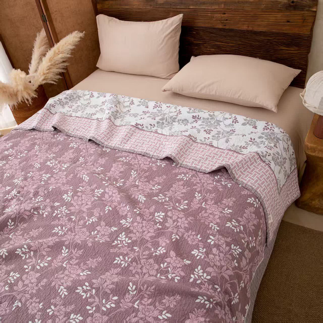 Country Floral Lightweight Cotton Bedspread Quilt - Pink - King - image 0