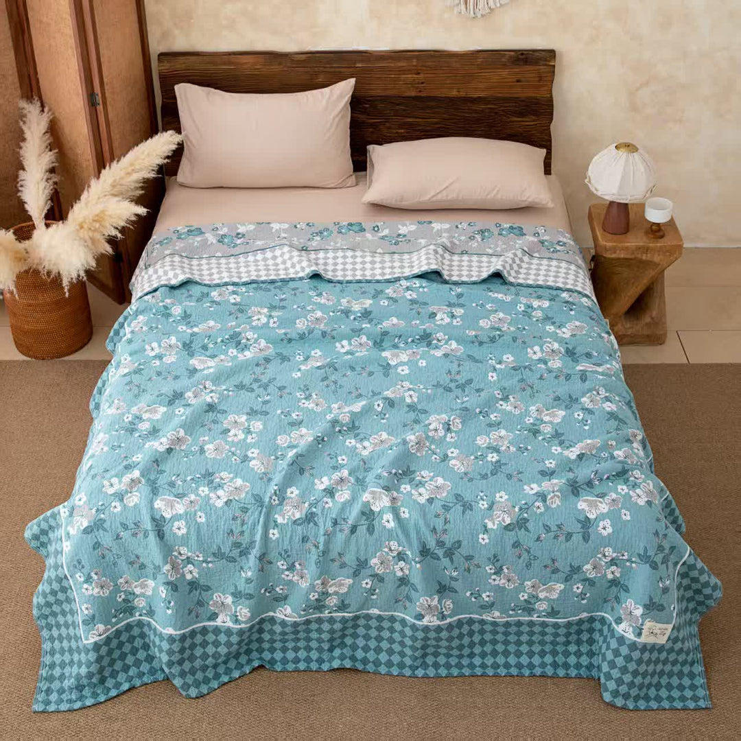 Prairie Garden Lightweight Bedspread Quilt - Blue - King - image 0