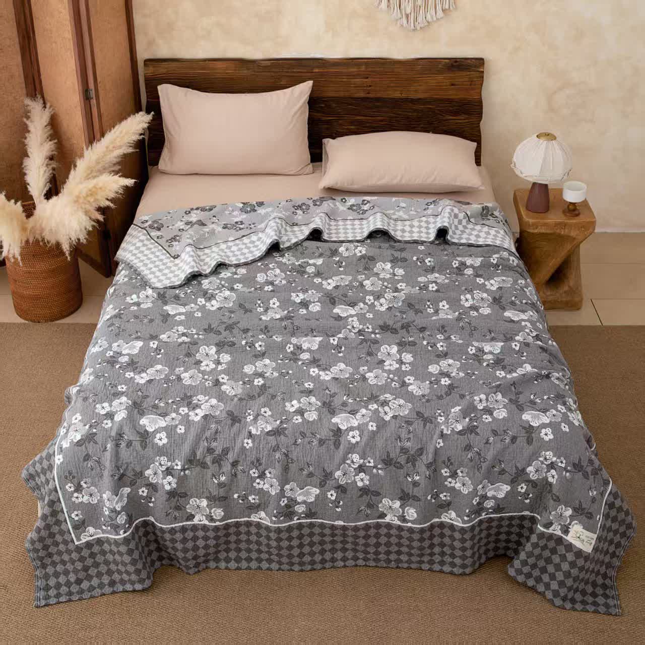 Prairie Garden Lightweight Bedspread Quilt - Gray - King - image 1