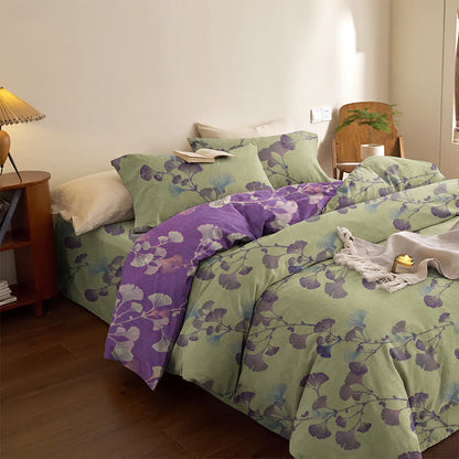 Retro Ginkgo Leaf Cotton Reversible Bedding Set - image 8
