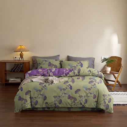 Retro Ginkgo Leaf Cotton Reversible Bedding Set - image 6
