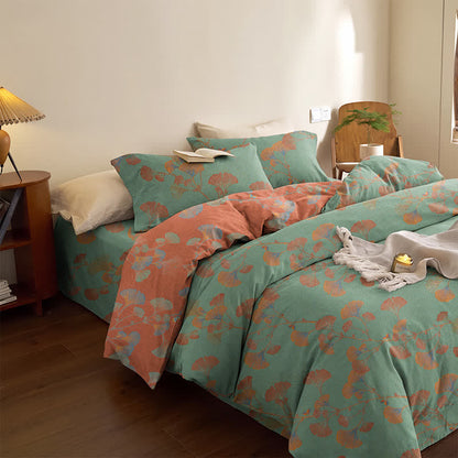 Retro Ginkgo Leaf Cotton Reversible Bedding Set - image 12