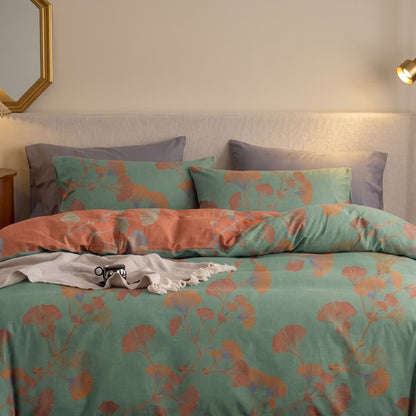 Retro Ginkgo Leaf Cotton Reversible Bedding Set - image 14
