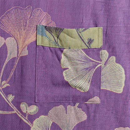 Retro Ginkgo Leaf Cotton Kimono Robe - image 4