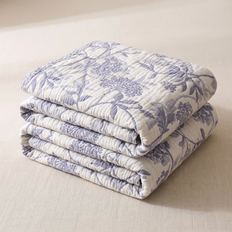 Vintage Cotton Gauze Jacquard Floral Quilt - image 2