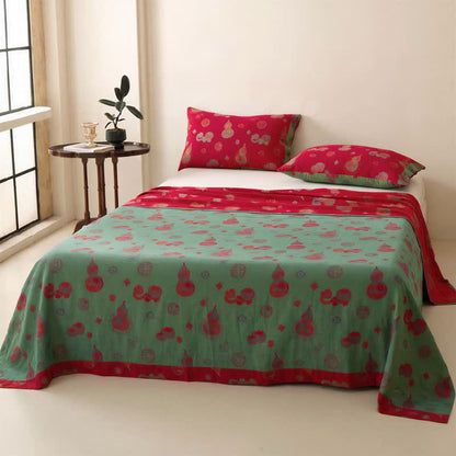 Gourd Pattern Muslin Reversible Coverlet Bedspread - image 1