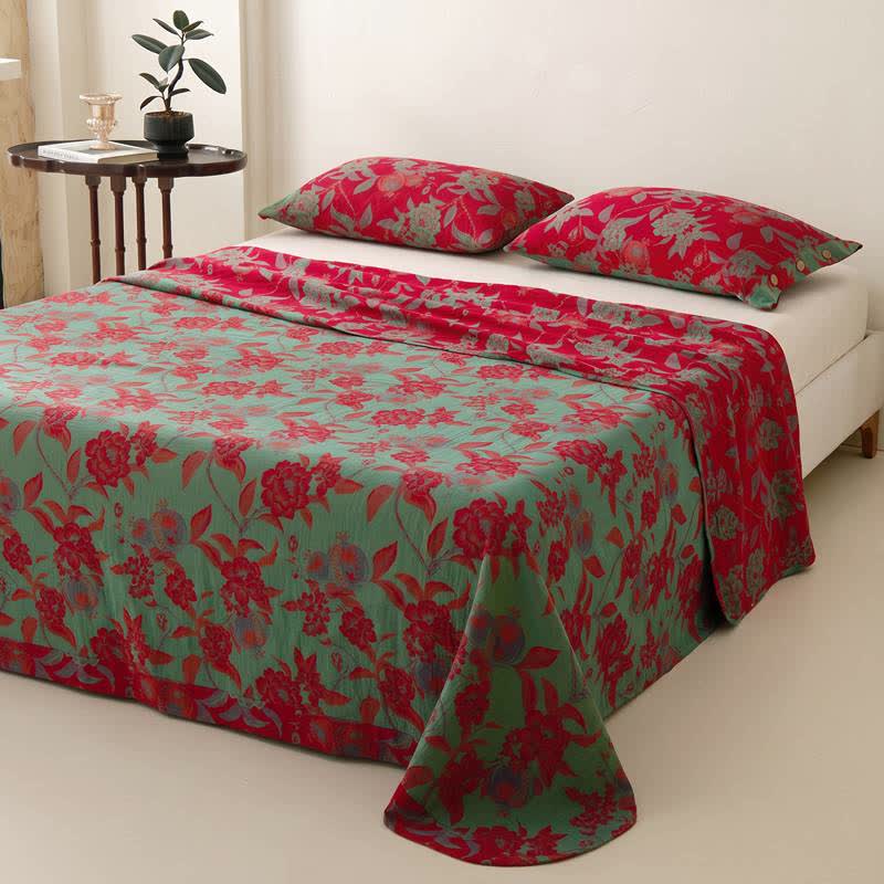 Opulent Floral Muslin Reversible Bedspread - image 2